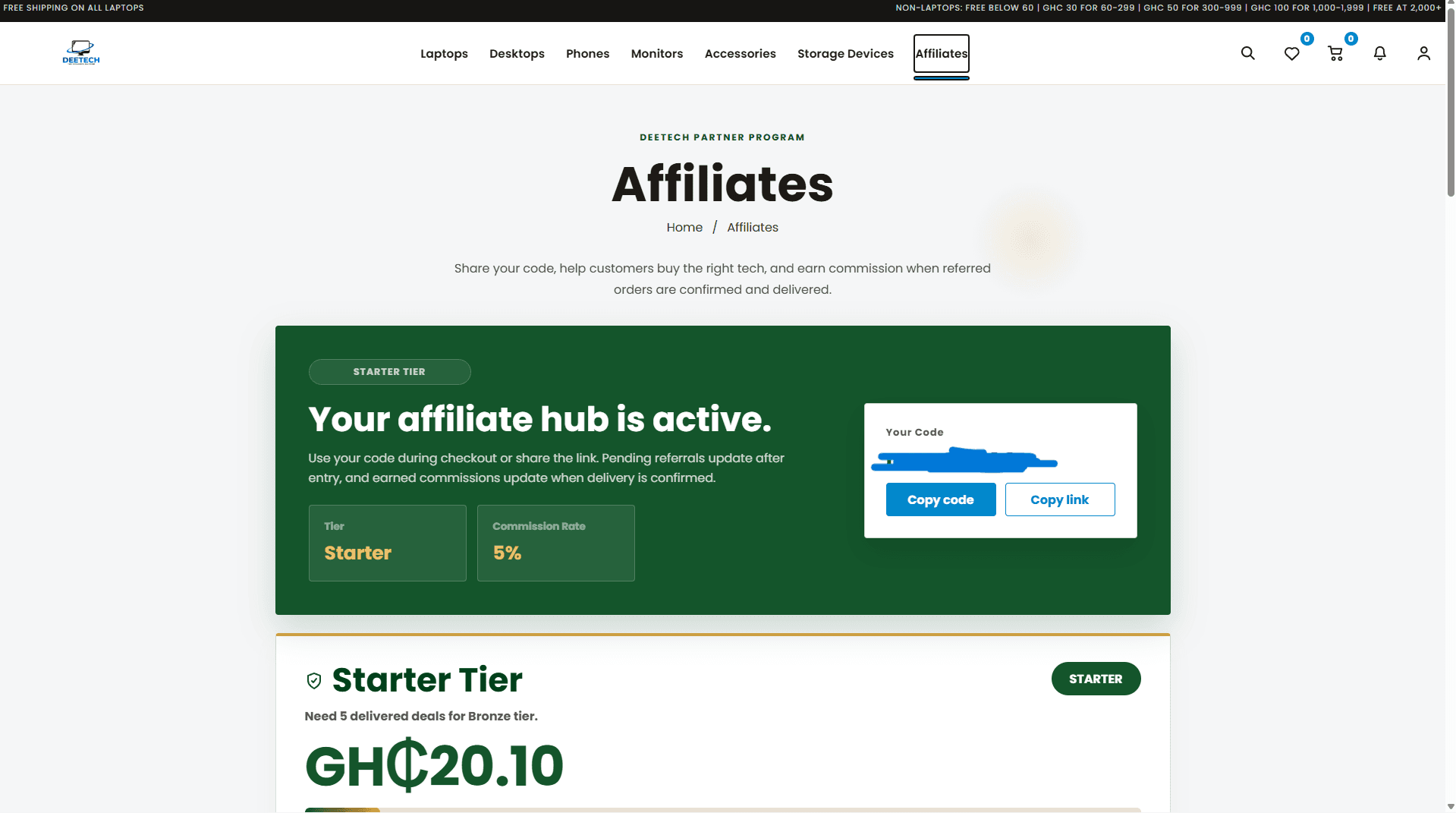 Affiliates program