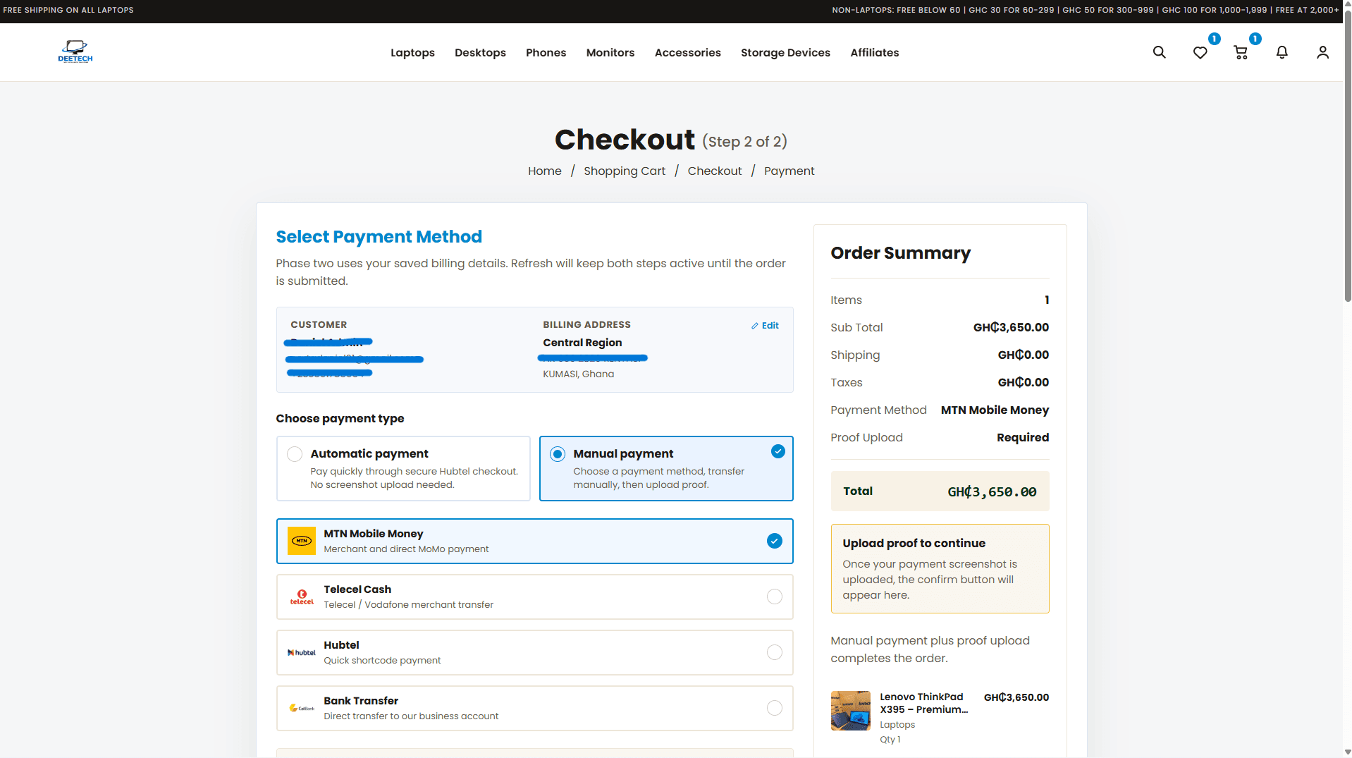 Order confirmation