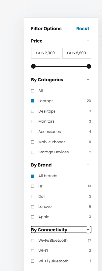 Product filters