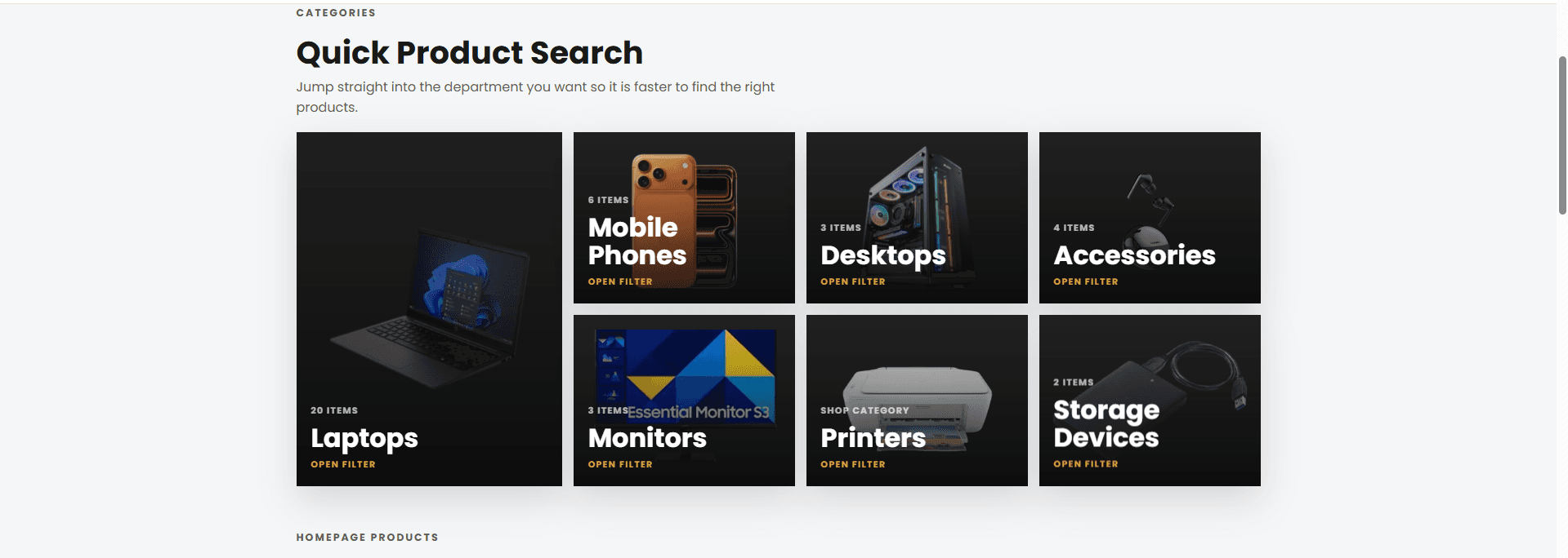 Homepage — trusted brands & categories