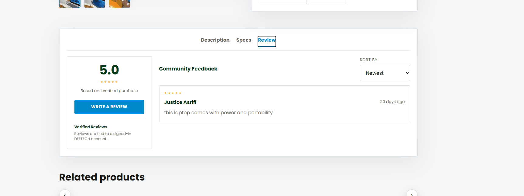 Product reviews